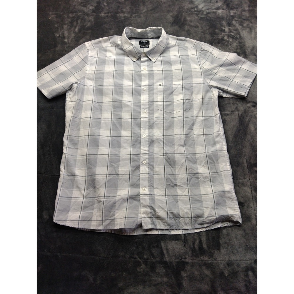 Hurley Men's Short Sleeve Button Up Shirt XL Grey